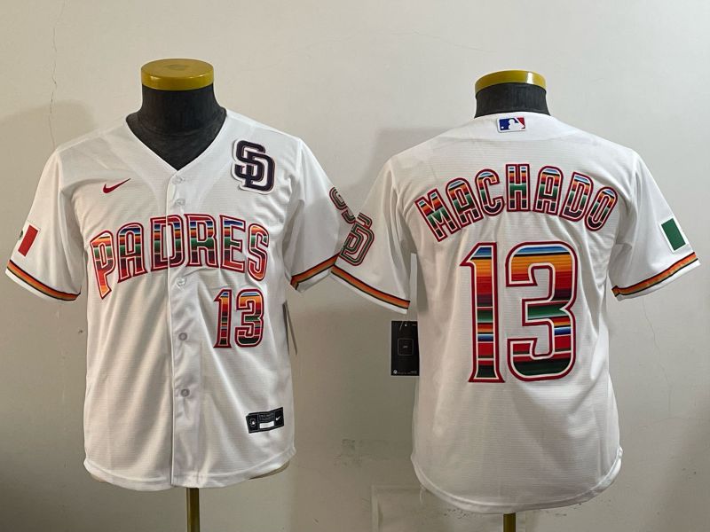 Youth 2026 San Diego Padres #13 Machado White Game Nike MLB Jersey style 04->youth mlb jersey->Youth Jersey